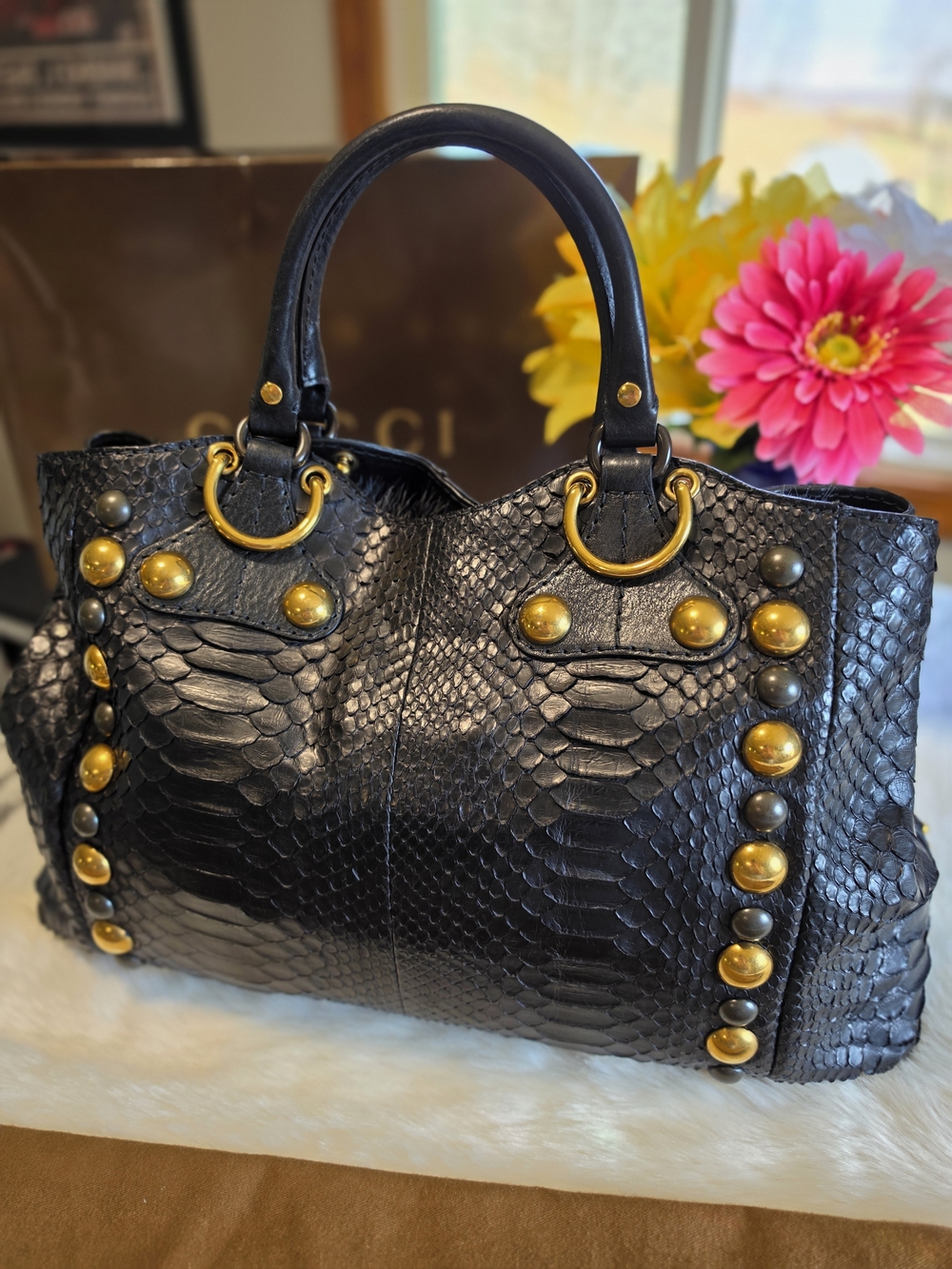 Gucci Babouska Python Studded Fringe XL Shoulder Bag - Picture 5 of 16